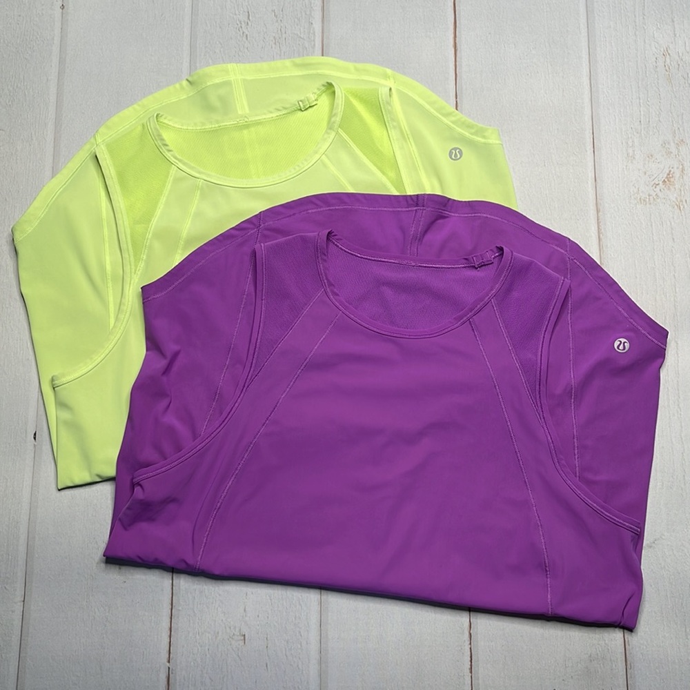 Lululemon Sculpt Tank Top Bundle Purple Highlighter Mesh Back Running Gym M L